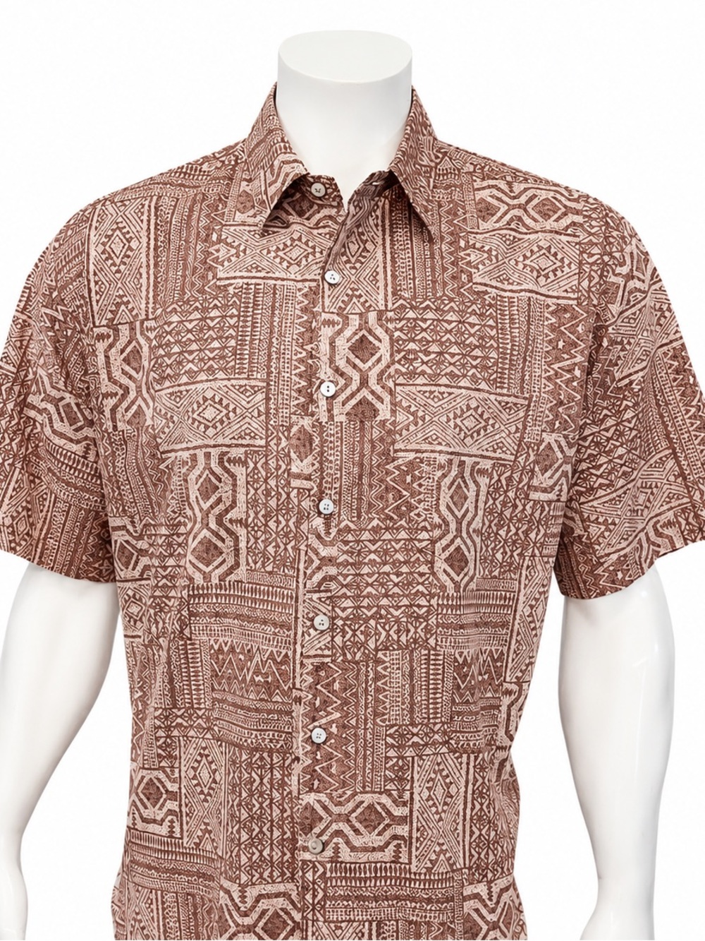 Tori Richard Vintage Brown Hawaiian Cotton Lawn Shirt Made in USA Hawaii Size LG